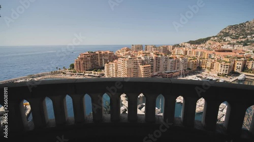 Panoramic view of Monte Carlo harbour in Monaco. Video in motion.