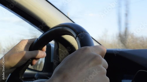 Wallpaper Mural Hands on the steering wheel drive a car Torontodigital.ca