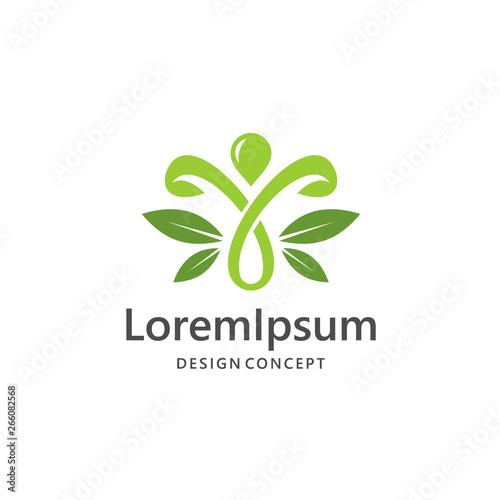 Health success people care with leaf logo template vector 