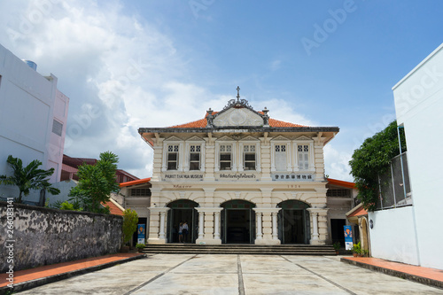 Front view of the Phuket Thai Hua Museum in old town district of Phuket,Thailand