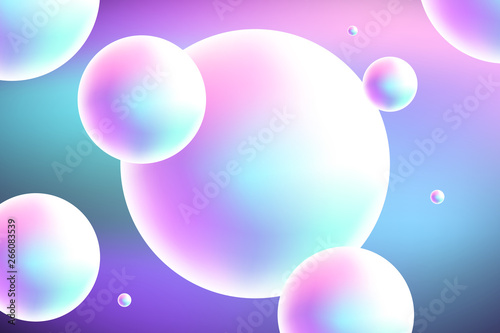 Iridescent 3d spheres texure. Colorful balloons background.