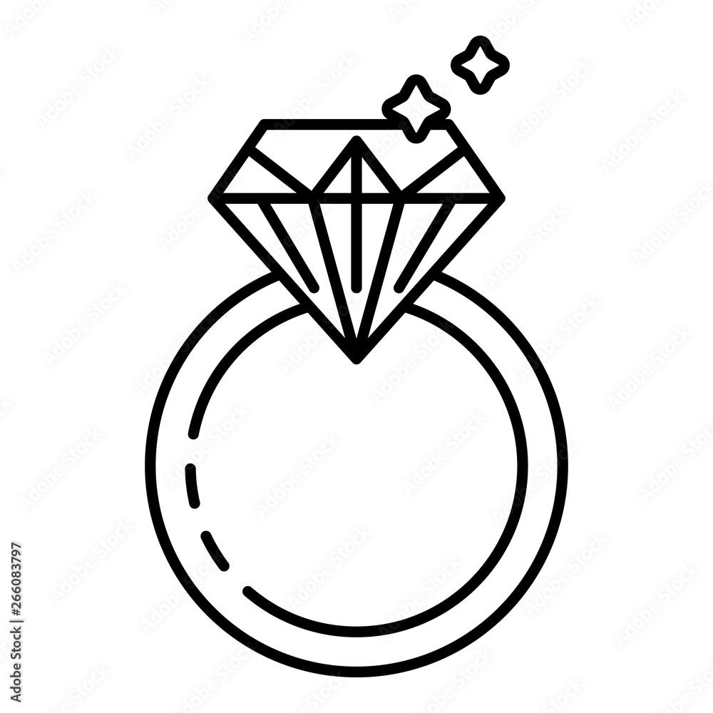 Silver diamond ring icon. Outline silver diamond ring vector icon for web design isolated on white background