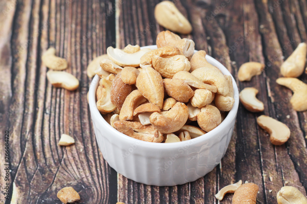 A bowl with cashew nuts A bowl with cashew nuts