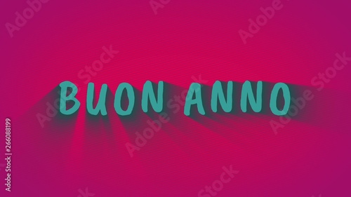 Text with shadows 'Buon Anno'. Happy New Year in italian language. Blue text on pink background © Chudakov