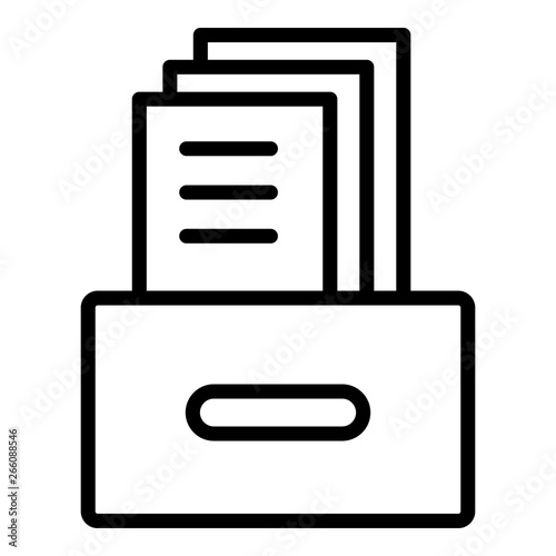 Archival box with documents icon. Outline archival box with documents vector icon for web design isolated on white background
