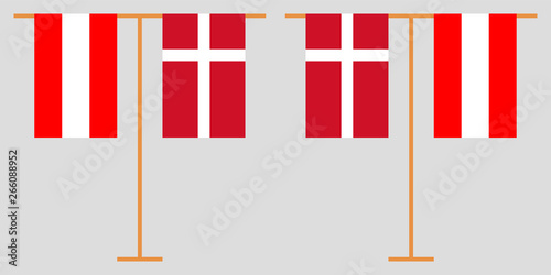 Austria and Denmark. The Austrian and Danish vertical flags. Official colors. Correct proportion. Vector