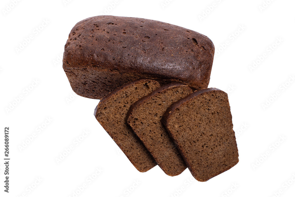 Fresh sliced rye bread on white background Fresh sliced rye bread on white background