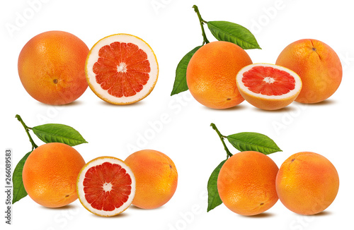 Fresh grapefruit isolated on white background with clipping path