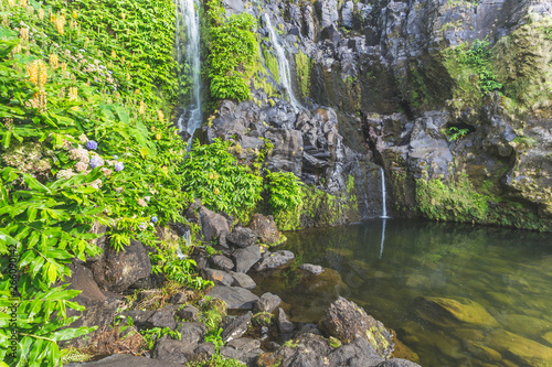 A waterfall at Faja Grande. Poco do Bacalhau. Flores, Azores islands, Portugal