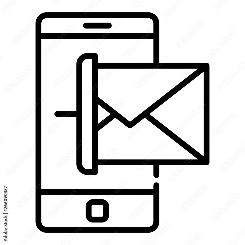 Smartphone and message icon. Outline smartphone and message vector icon for web design isolated on white background Smartphone and message icon. Outline smartphone and message vector icon for web design isolated on white background