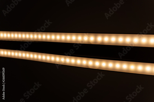 LED light with two tubes taken from below with the camera.