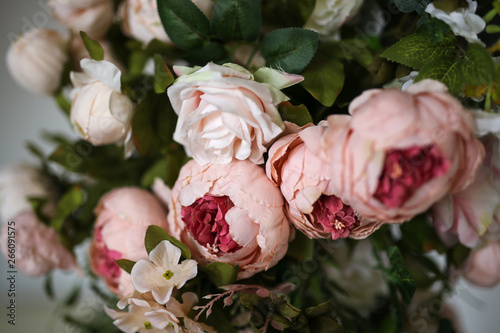 Fototapeta Naklejka Na Ścianę i Meble -  Artificial flowers peonies close-up