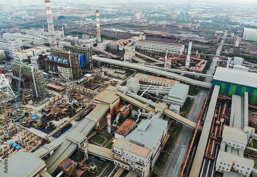 Aerial view of industrial factory
