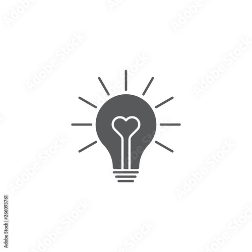 heart shape in a light bulb vector icon concept, isolated on white background