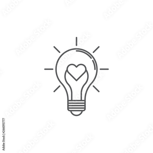 heart shape in a light bulb vector icon concept, isolated on white background