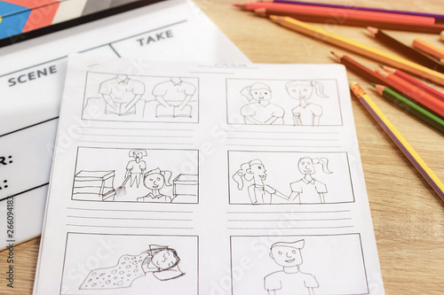 Obraz na płótnie Storyboard drawing with pencil creative sketch cartoon