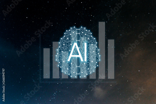 Concept augmented analytics. Business analytics and financial technology concept. AI(Artificial Intelligence) and smart analytics. Data science learning machine