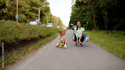 actively mother and daughter skateboard spot love