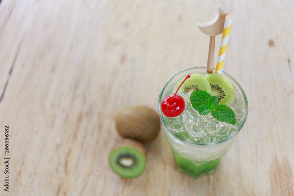 Kiwi water on the wooden floor. Kiwi water on the wooden floor.