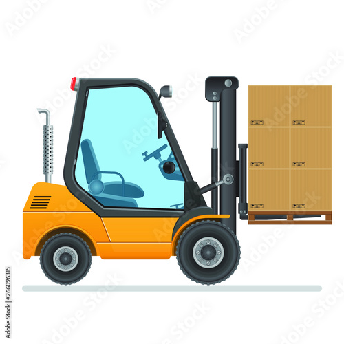Forklift truck. Vector illustration isolated on white background.