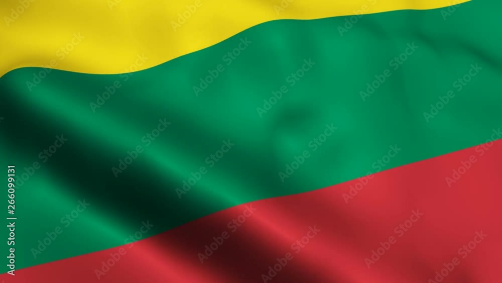 Seamless looping Lithuania flag waving motion Seamless looping Lithuania flag waving motion