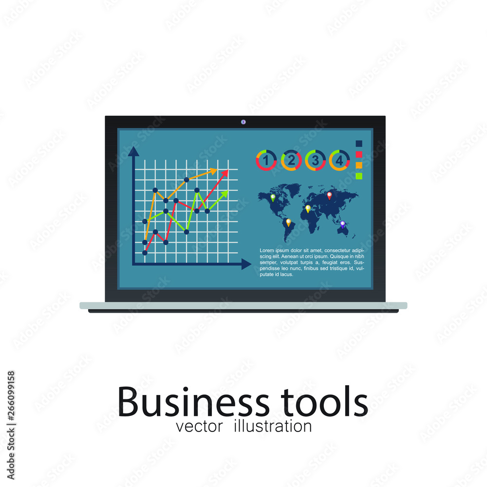 Business laptop vector illustration isolated.