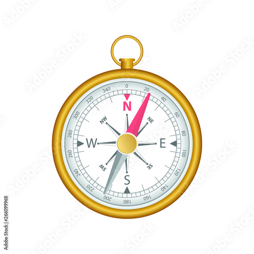 Magnetic compass vector illustration isolated on white background.