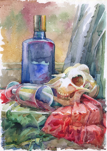 Tablou pe pânză Still life painted with watercolor