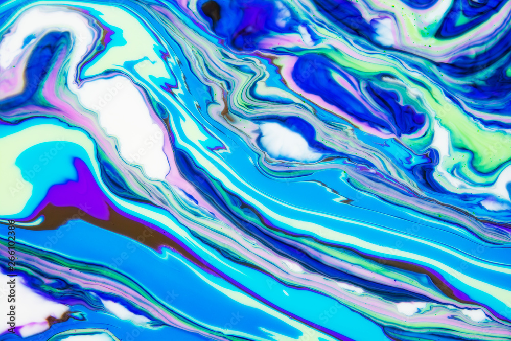 Fototapeta premium Beautiful abstract painting is a painting technique Ebru .Turkish Ebru style on the water with acrylic paints wring wave.Stylish combination of luxury.Contemporary art marble liquid texture 