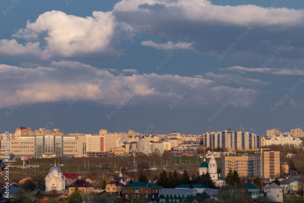 Convent and Presidential Boulevard in the city of Cheboksary,taken from the heights of the residential area 