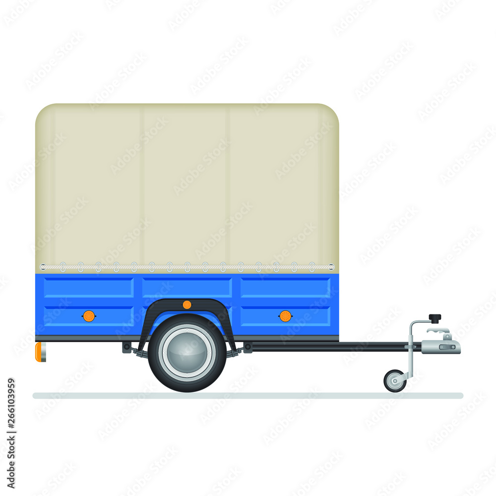 Car trailer vector illustration isolated on white background.