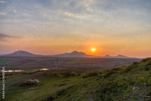 sunset in mountains