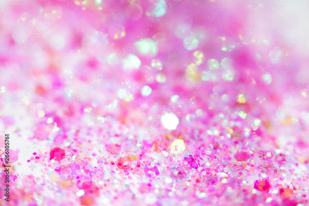 Pink Sparkling Glitter on White Background Bokeh Abstract Close Up Pink Sparkling Glitter on White Background Bokeh Abstract Close Up