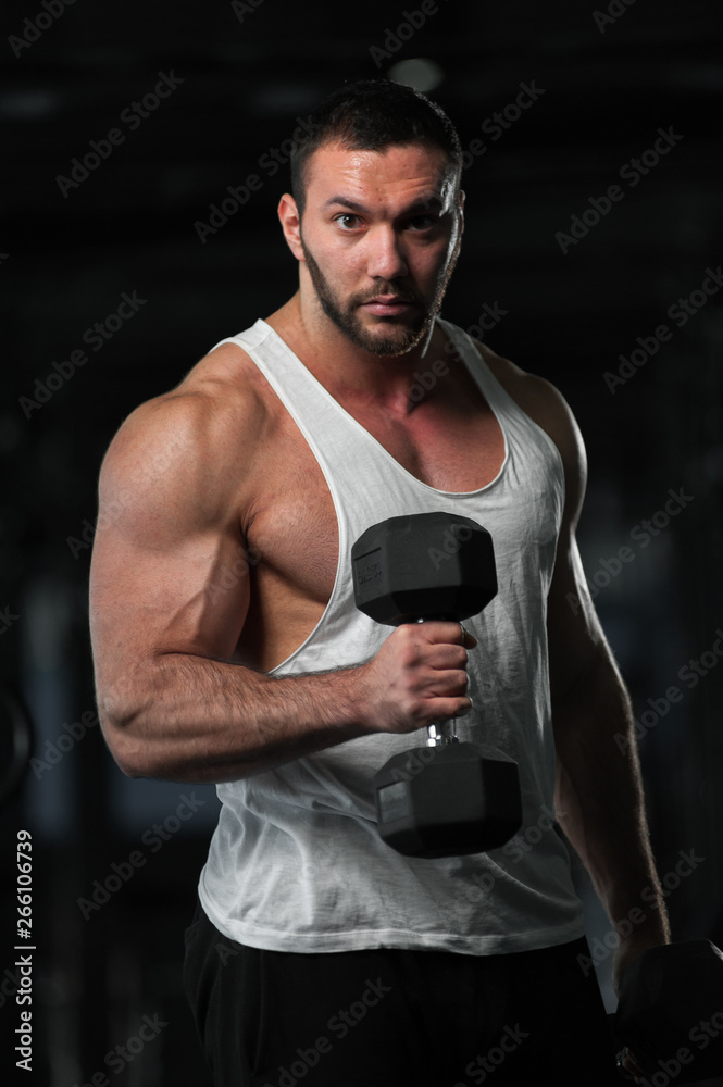 Handsome Athletic Young Man With Dumbbells Handsome Athletic Young Man With Dumbbells