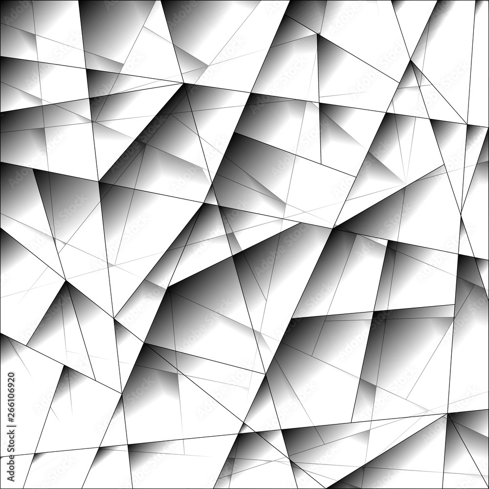 Obraz premium Exclusive light mosaic monochrome pattern of chaotic black and white fragments of glass, metal and ice floes.