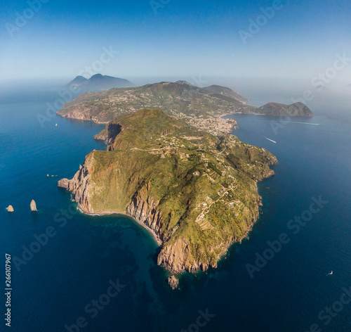Obraz na płótnie Aerial view of Lipari, the largest of the Aeolian Islands, southern Italy w salonie