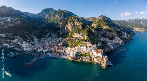 Aerial view of Amalfi town, Italy