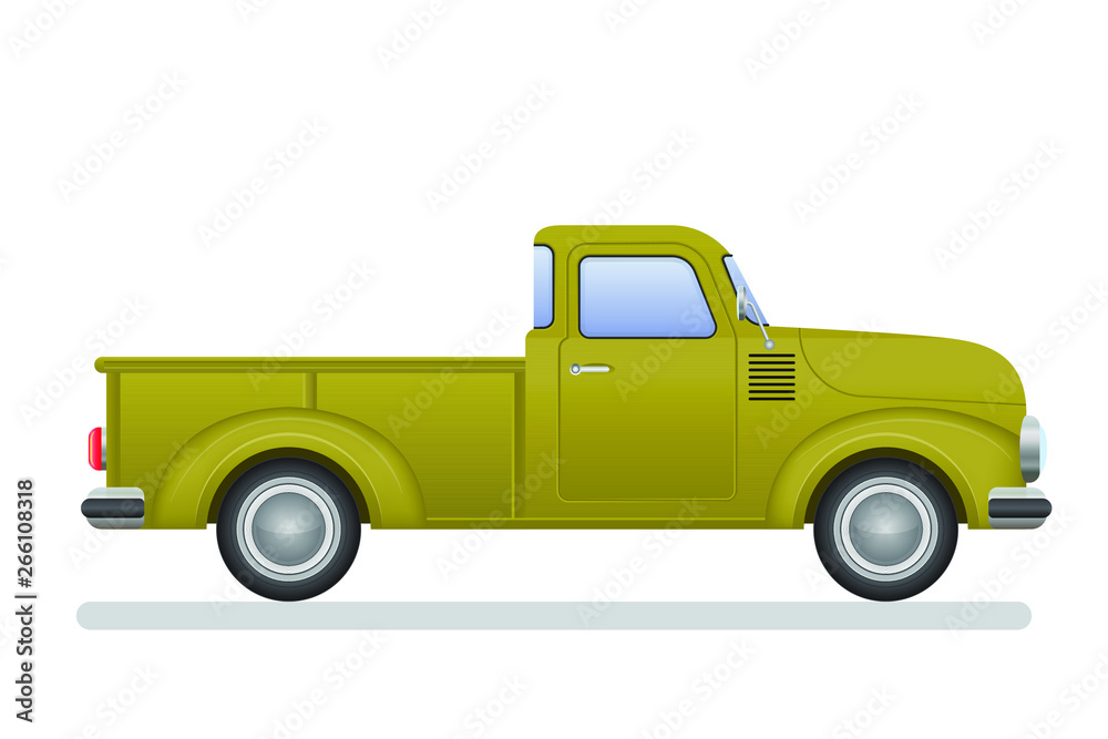 Vintage pickup truck vector illustration isolated on white background