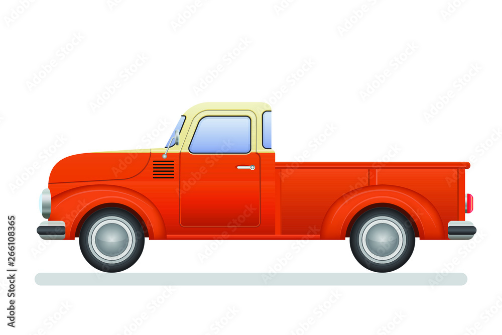 Vintage pickup truck vector illustration isolated on white background