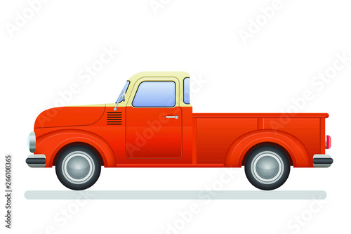 Vintage pickup truck vector illustration isolated on white background