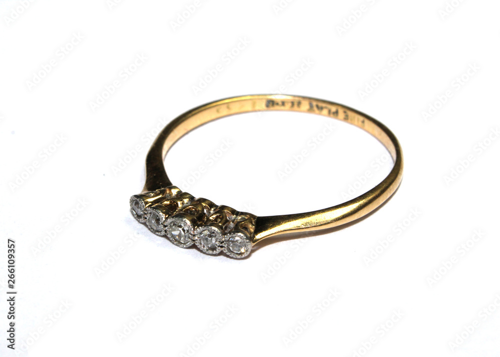 Expensive Finger Ring Gold and Jewels On White Background Expensive Finger Ring Gold and Jewels On White Background