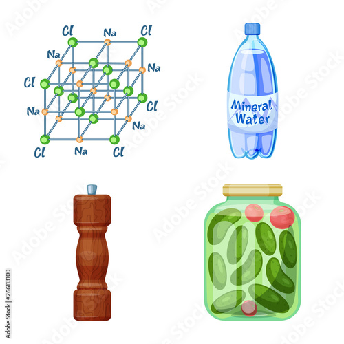 Vector design of salt  and food symbol. Collection of salt  and mineral  vector icon for stock.