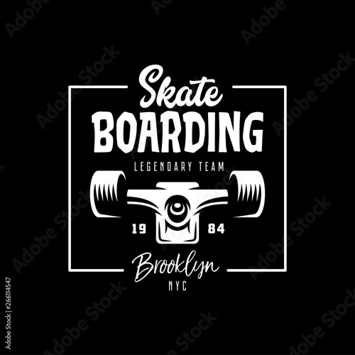 Skateboarding t-shirt design. Vector vintage illustration. photo