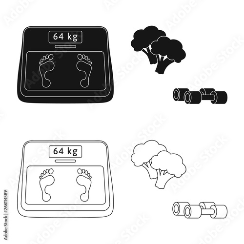 Vector illustration of diet and treatment  sign. Set of diet and medicine vector icon for stock.