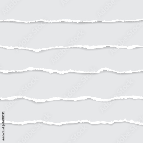 set of white torn paper. vector illustration with shadows