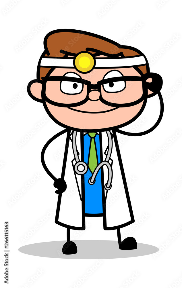 Wearing Specs - Professional Cartoon Doctor Vector Illustration