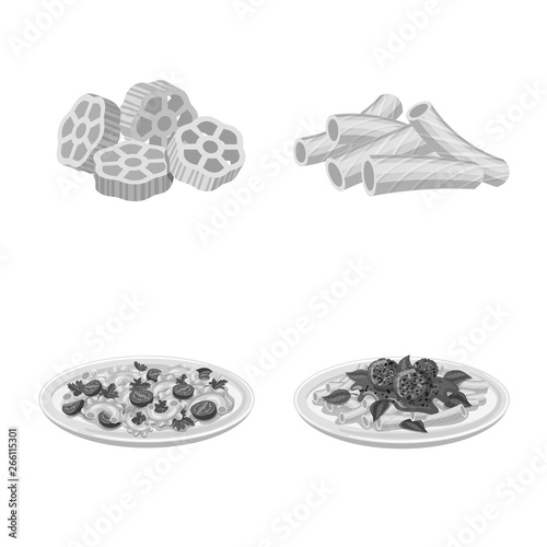 Vector illustration of pasta and carbohydrate icon. Collection of pasta and macaroni stock vector illustration.