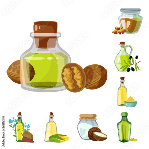 Vector design of bottle and glass  logo. Collection of bottle and agriculture vector icon for stock.