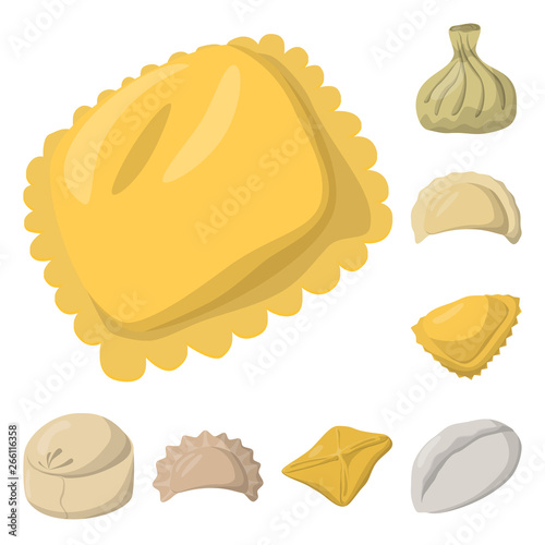 Vector design of dumplings and food  icon. Set of dumplings and stuffed stock symbol for web.