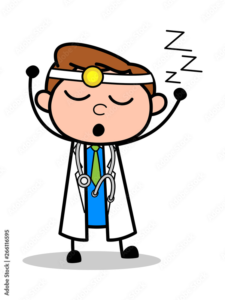 Sleeping - Professional Cartoon Doctor Vector Illustration Sleeping - Professional Cartoon Doctor Vector Illustration